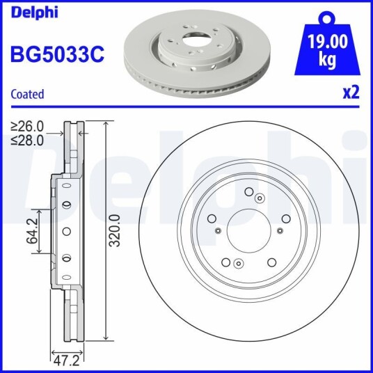 Bremseskive DELPHI BG5033C