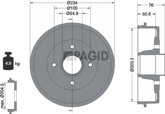 Bremsetrommel PAGID 61271N