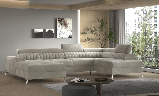 Kamran Sovesofa m. Divan og Sjeselong med Oppbevaring Beige Kamran Sovesofa m. Divan og Sjeselong med Oppbevaring Beige