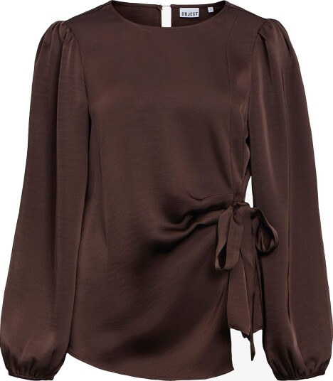 Object   Bluse Objchilli L/S Re O Neck Top   Brun