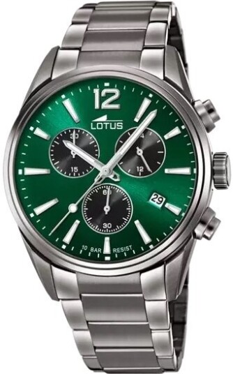 Lotus Herreklokke 18682/4 Classic Grønn/Stål Ø42 mm