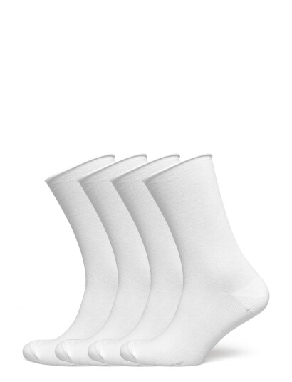 Lindex Sock 4 P Thin Roll Edge White 36/38