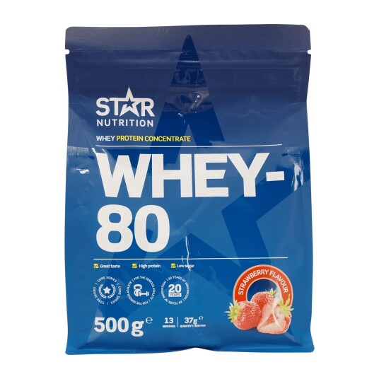 Star Nutrition Whey-80 Strawberry, proteinpulver blue