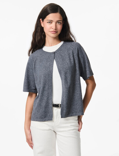 Pieces Pcbree Ss O-Neck Knit Cardigan Noos Bc - Grey - M