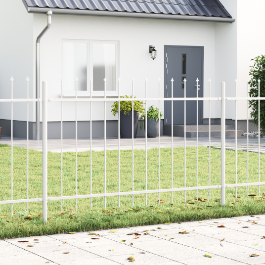 Hagegjerde med Spydtopp Hvit 15,3x1,2 m Stål