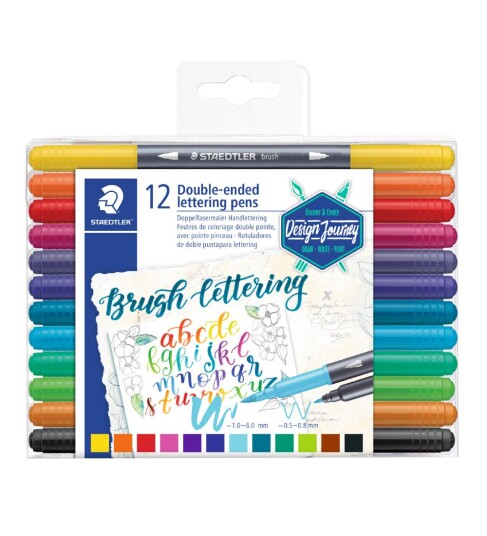 Hedlundgruppen Brush Letter Duo Fargepenner - 12-pakning