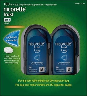 Nicorette 2 mg sugetabletter frukt 8x20 stk