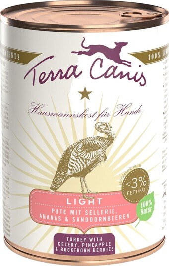 Terra Canis Våtfôr Sparepakke Light Med Selleri Ananas Og Tindvedbær Kalkun 12 X 400 G