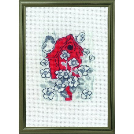 Permin Broderisett Fuglehus 10x15cm