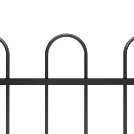 Hagegjerde med buet topp stål 11,9x1,5 m svart