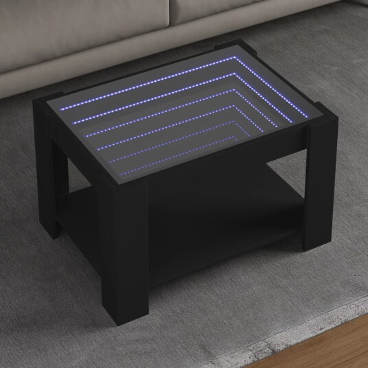  Salongbord med LED svart 73x53x45 cm konstruert tre 847547