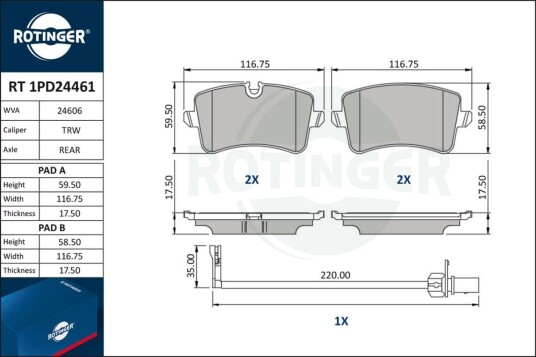 Bremseklosser ROTINGER RT 1PD24461