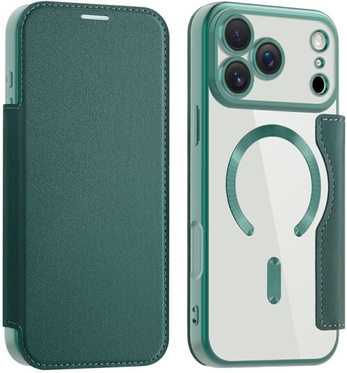 EIDERWOOD iPhone 17 Pro Flipp Deksel med Gjennomsiktig Bakside – MagSafe Kompatibel – Grønn