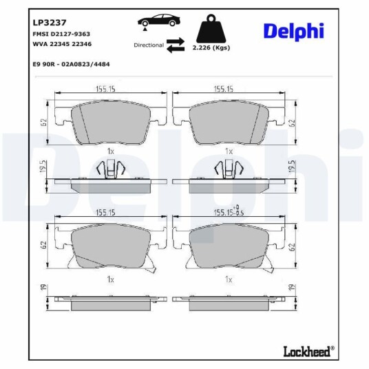 Bremseklosser DELPHI LP3237 Bremseklosser DELPHI LP3237