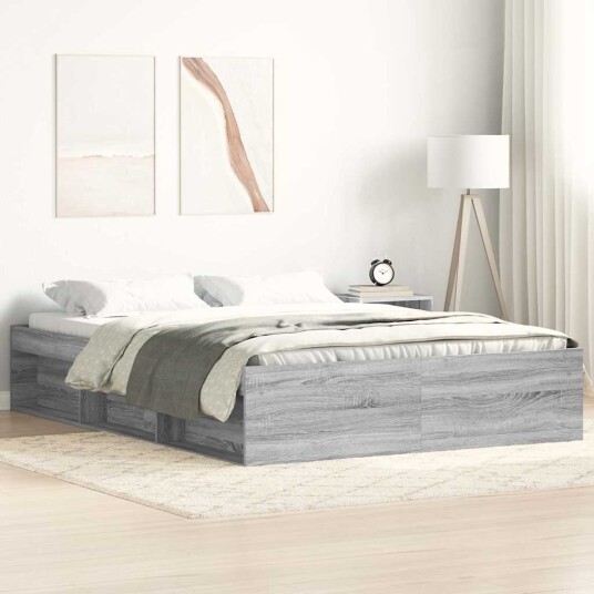 vidaXL Sengeramme grå sonoma 120x190 cm 8721012158559