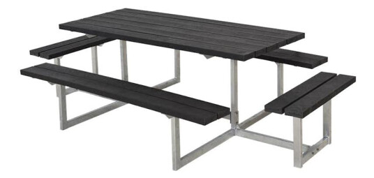 Benkbord PLUS Basic med Ekstra Sitteplasser Svart Plast
