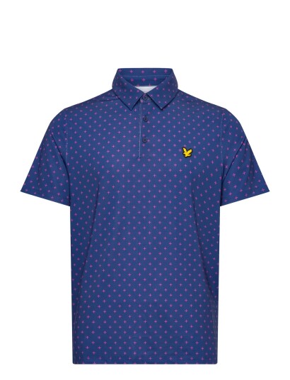 Lyle & Scott Golf Cross Print  Polo   Navy   S