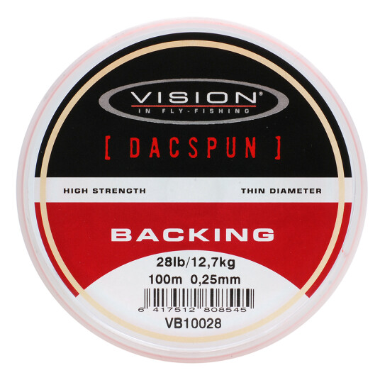 Vision Dacspun Backing 100m/28lbs Fl.Orange/White - 0,25mm