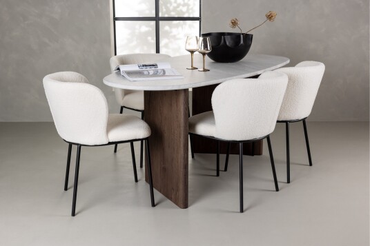 Venture Home Matgruppe Edina 180 cm Oval med 4 Edina Stoler Mocca