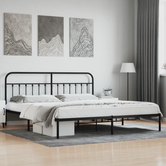 vidaXL Sengeramme i metall med sengegavl svart 200x200 cm 8720845881283 vidaXL Sengeramme i metall med sengegavl svart 200x200 cm 8720845881283