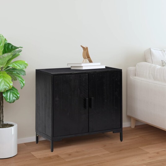 vidaXL Skjenk svart 75x35x70 cm heltre furu vidaXL Skjenk svart 75x35x70 cm heltre furu