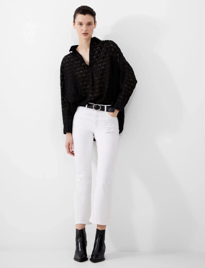 French Connection Stretch Ankle Boot Cut Jean   White   40