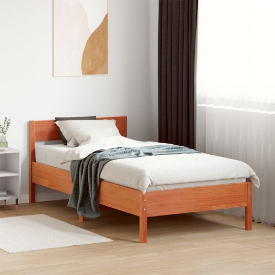 Sengeramme med hodegavl voksbrun 90x190 cm heltre furu 8721012429253