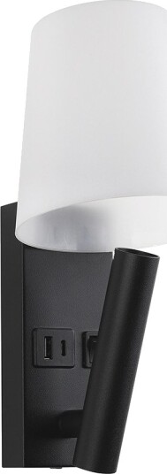 V Tac 2W LED sengelampe / vegglampe med USB lading   Sort 3000K CREE chip IP20 moderne design   Kulør : Varm