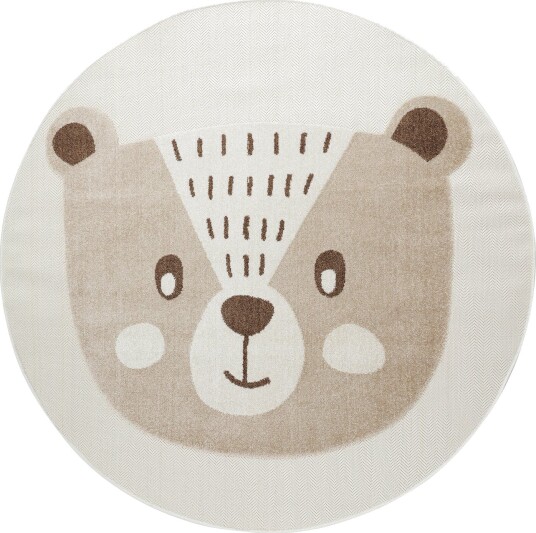 Rundt barneteppe Kind Bear krem Størrelse: Ø 80 cm