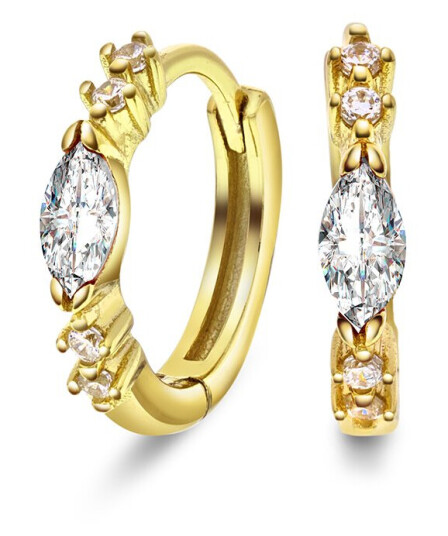 Pan Jewelry, Øreringer i 925 forgylt sølv med hvit zirkonia Pan Jewelry, Øreringer i 925 forgylt sølv med hvit zirkonia