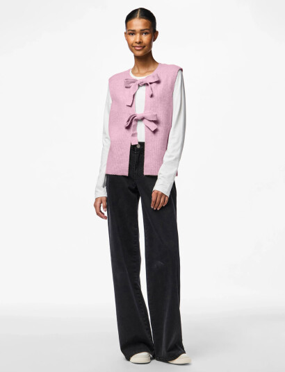 Pieces Pcsilly Sl Rev Tie Vest Knit Noos Bc Pink M Pieces Pcsilly Sl Rev Tie Vest Knit Noos Bc Pink M