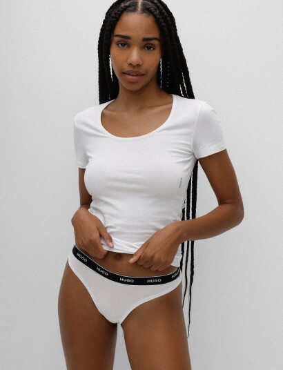 HUGO Triplet Thong Stripe White XL