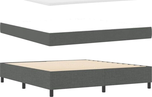 Box Spring Seng med Madrass Mørkegrå 180x200 cm Stoff