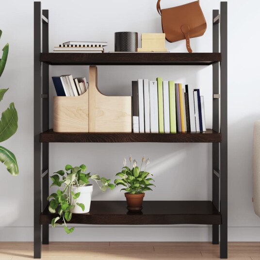vidaXL Vegghylle m?rkegr? 100x60x6 cm behandlet heltre eik