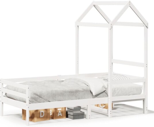 Dagseng med tak hvit 90x200 cm heltre furu 8721102670893