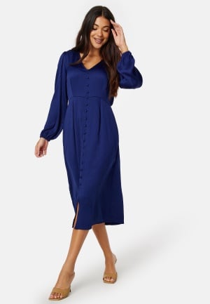 Happy Holly Gwen Satin Dress Blue 48/50 Happy Holly Gwen Satin Dress Blue 48/50