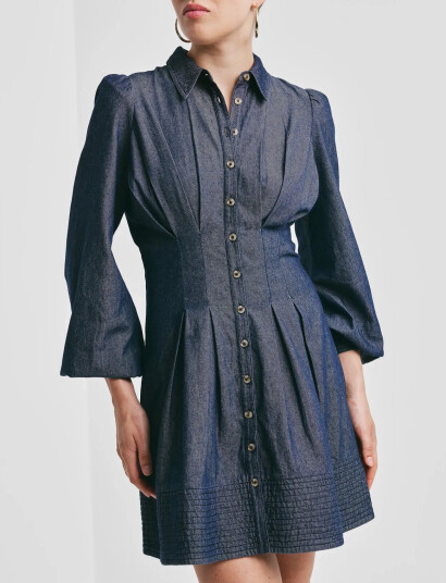 by Ti Mo Denim Fitted Dress - Blue - S