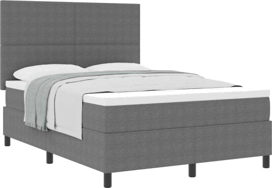  Box Spring Seng med Madrass Lys Grå 160x200 cm Fløyelstoff