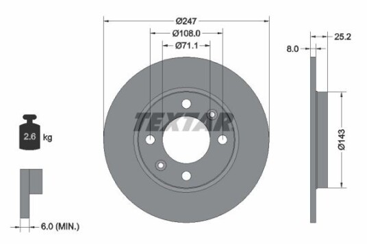 Bremseskive TEXTAR 92055003