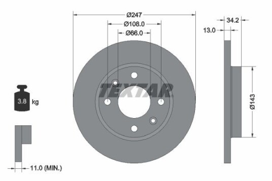 Bremseskive TEXTAR 92092803 Bremseskive TEXTAR 92092803