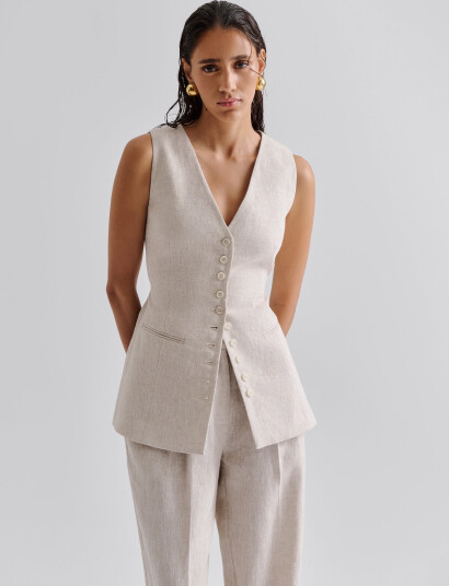 Malina Cielo Linen Vest - Cream - 40