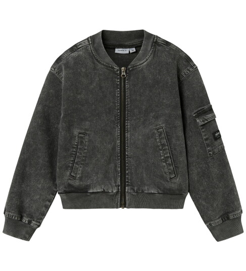Name It Dark Grey Denim Luna Denim Bomber Jakke 116