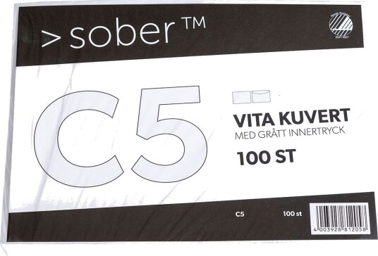 B??ngers Sober C5 Konvolutt Peel & Seal 90g 100 stk