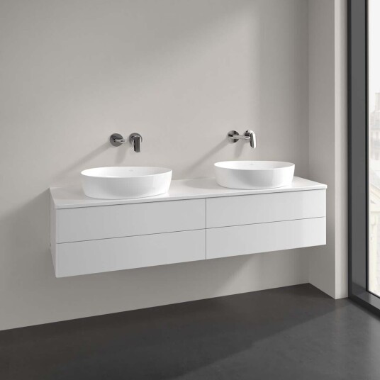 Villeroy & Boch Antao Servantskap med 4 skuffer 160x50x36 cm u/lys Hvit Høyglans Villeroy & Boch Antao Servantskap med 4 skuffer 160x50x36 cm u/lys Hvit Høyglans