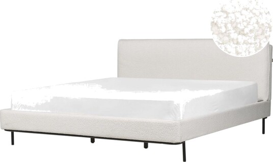 Dubbelsäng Beliani Corio med lamellram Beige-Svart, 140x200 cm White 180x200 -
