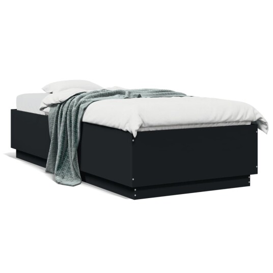  Sengeramme med LED-lys svart 100x200 cm konstruert tre 8721012273610