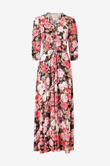 byTimo   Maxikjole Satin Button down   Svart