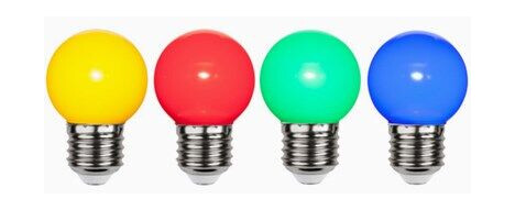 Star Trading LED-pære i PC plast Fargade 4-pakk 1W