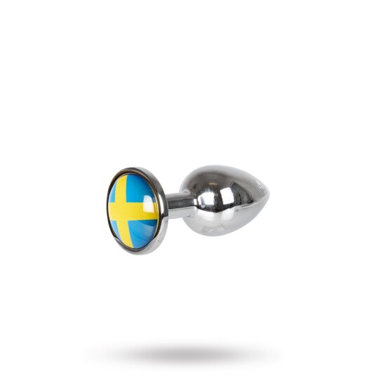 Analplugg med Sveriges flagg - Small 6 cm