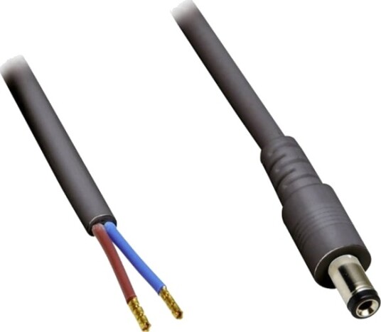Tru Components Lavvolt Tilkoblingskabel Lavspenningsplugg Åpen Ende 5.50 Mm 2.50 Mm 0.50 M 1 Stk